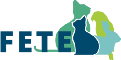 Logo featuring silhouettes of a cat, dog, and rabbit with the text 'FETE'.