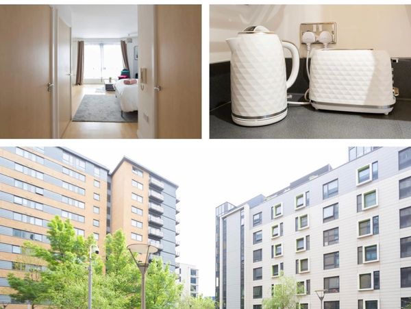 Urban landscape of a residential area with modern apartment buildings