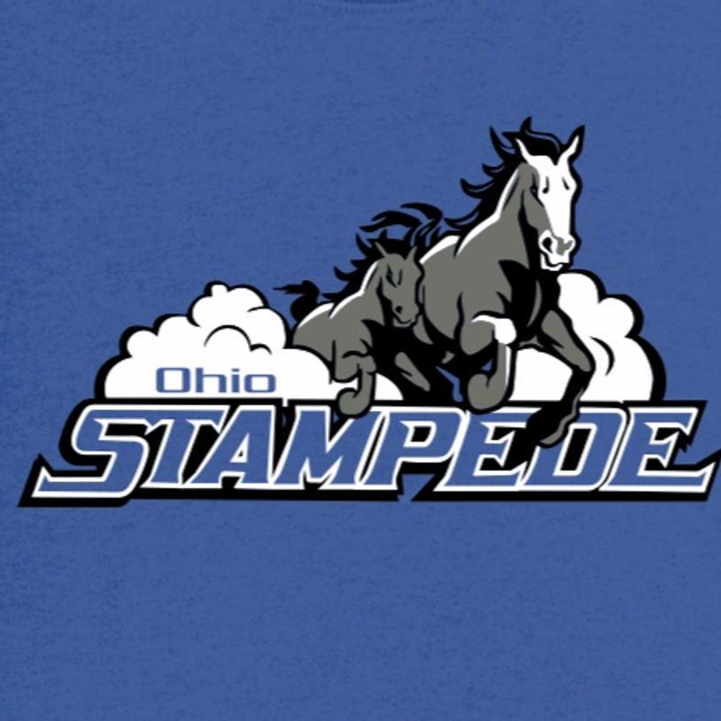 Logo of Ohio Stampede with running horses.