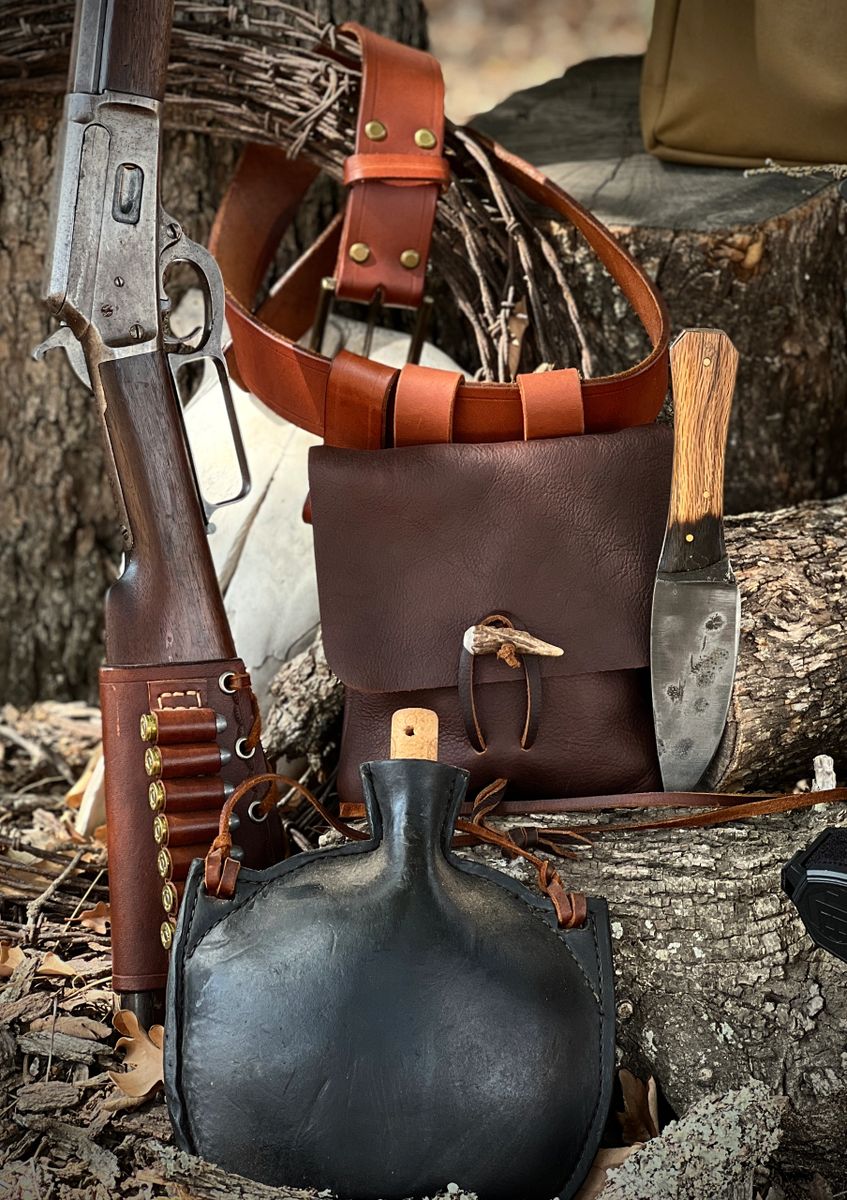 Brown Leather Bushcraft Belt Kit