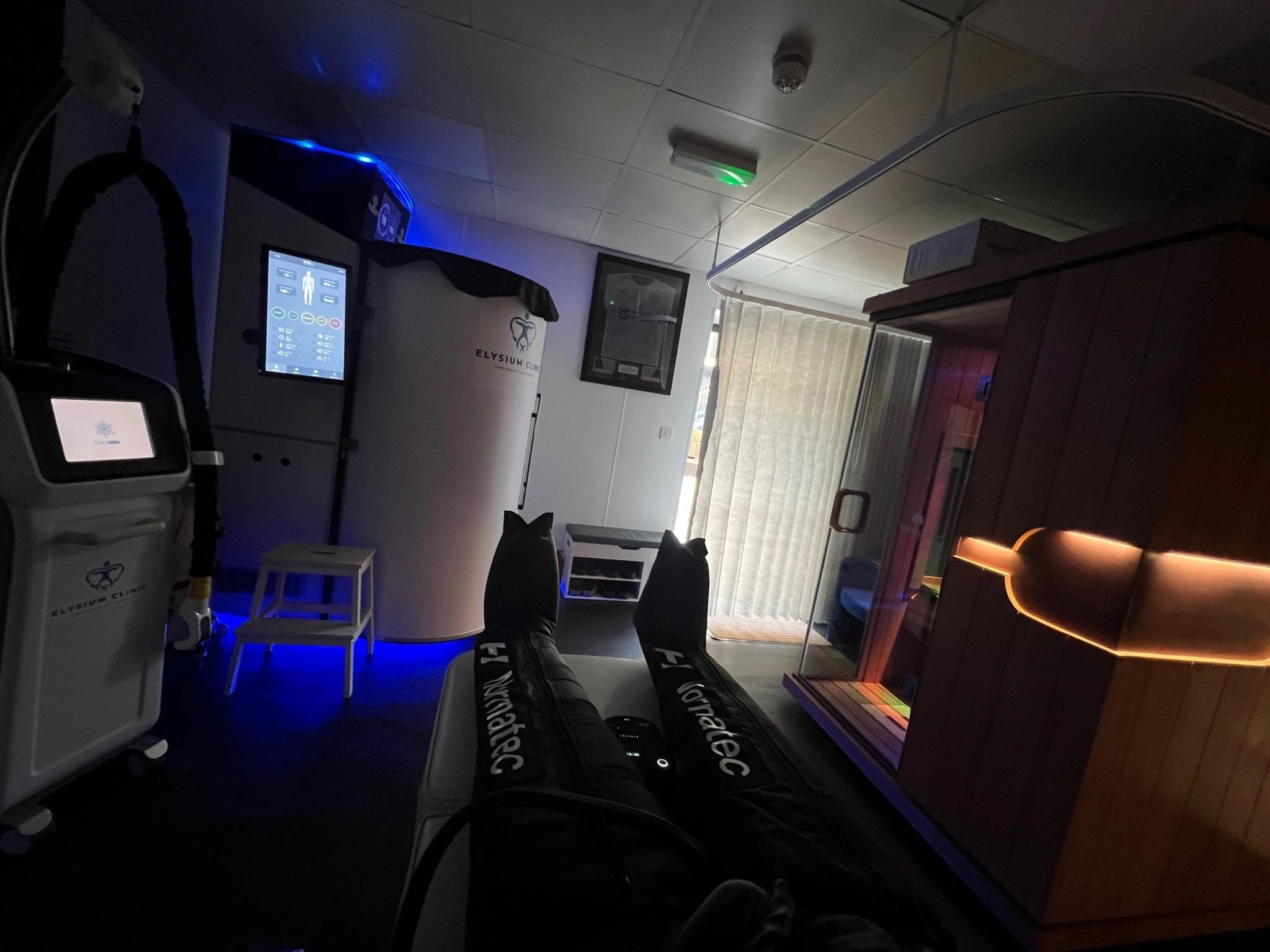Cryotherapy, infrared sauna and compression recovery equipment at Core Recovery Clinic in Loughton