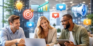 excel advertising ai team working togehter with social media ideas for advertising for car dealers