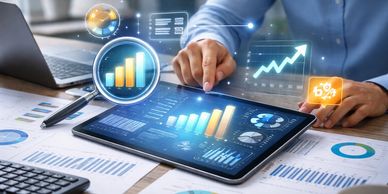 Tablet showing zip code technology for AI powered advertising from Excel Advertising AI, ad agency