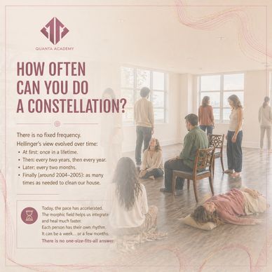 People engaged in a constellation therapy session in a serene, sunlit room.