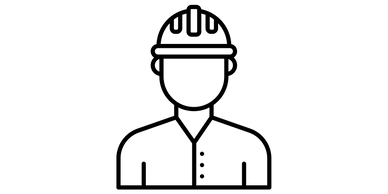 service icon of a construction worker in a hard hat representing contracting or construction service