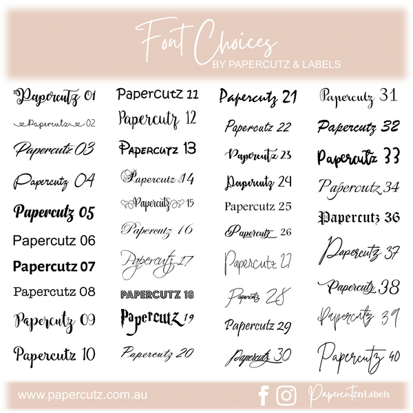 Papercutz & Labels Font Selections 