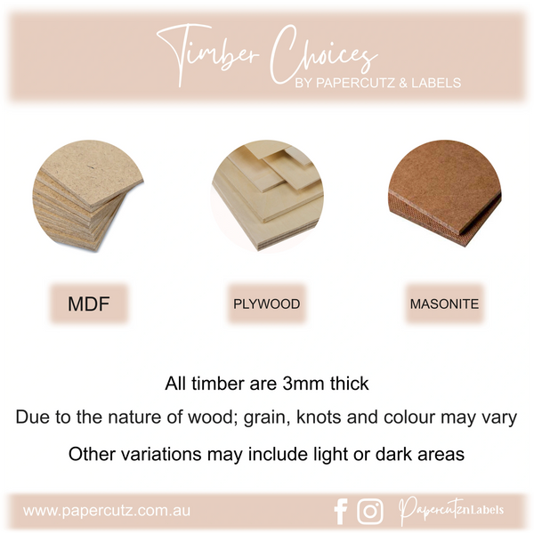 Papercutz & Labels Timber/Wood Colour Selection