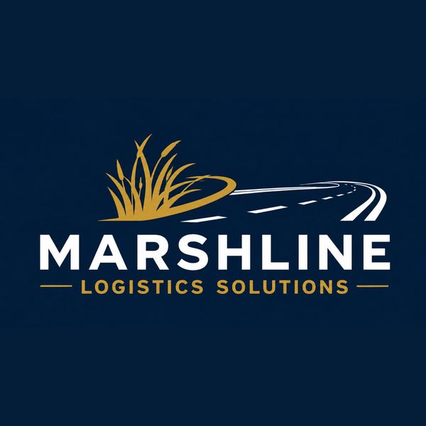Logo for Marshline Logistics Solutions with road and grass design.