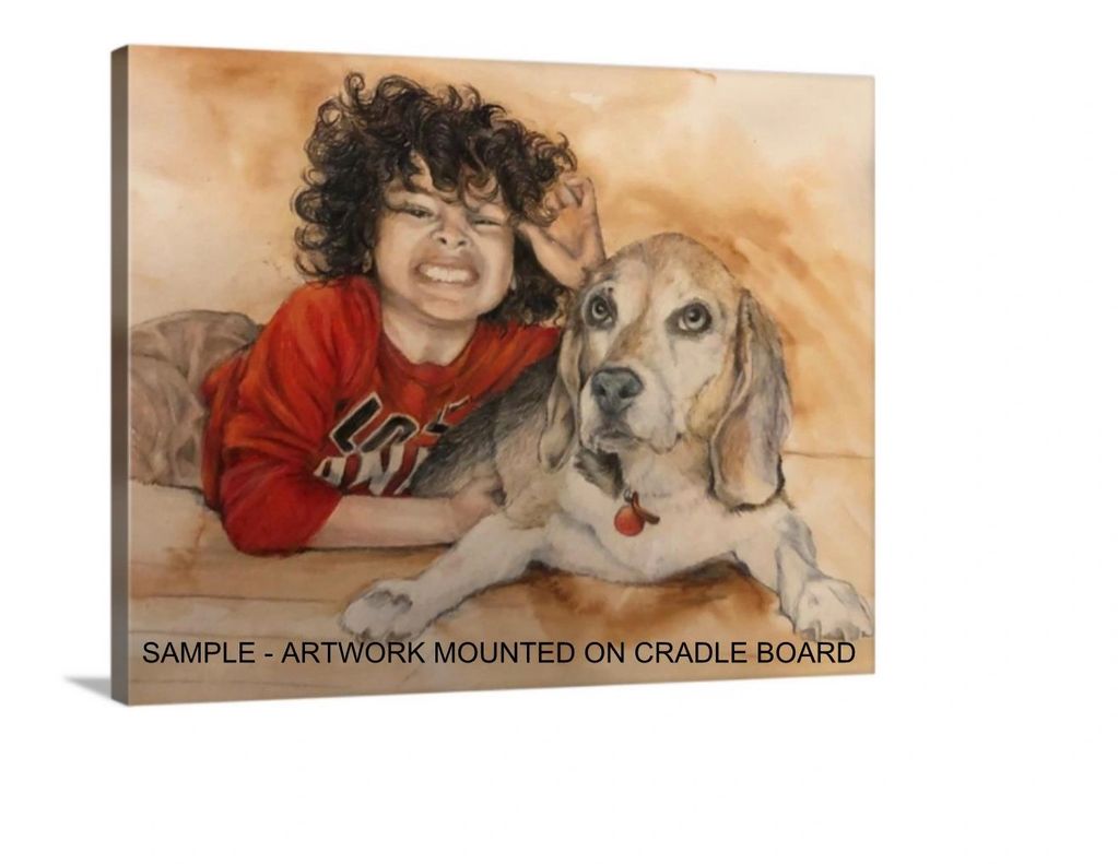 Sample of Mounted Artwork On Cradle Board.  This Piece is an 11 x 14 - The Edges Would be Painted Bl