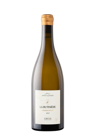 Bottle of La Butinière Chardonnay 2023 wine from Limoux.