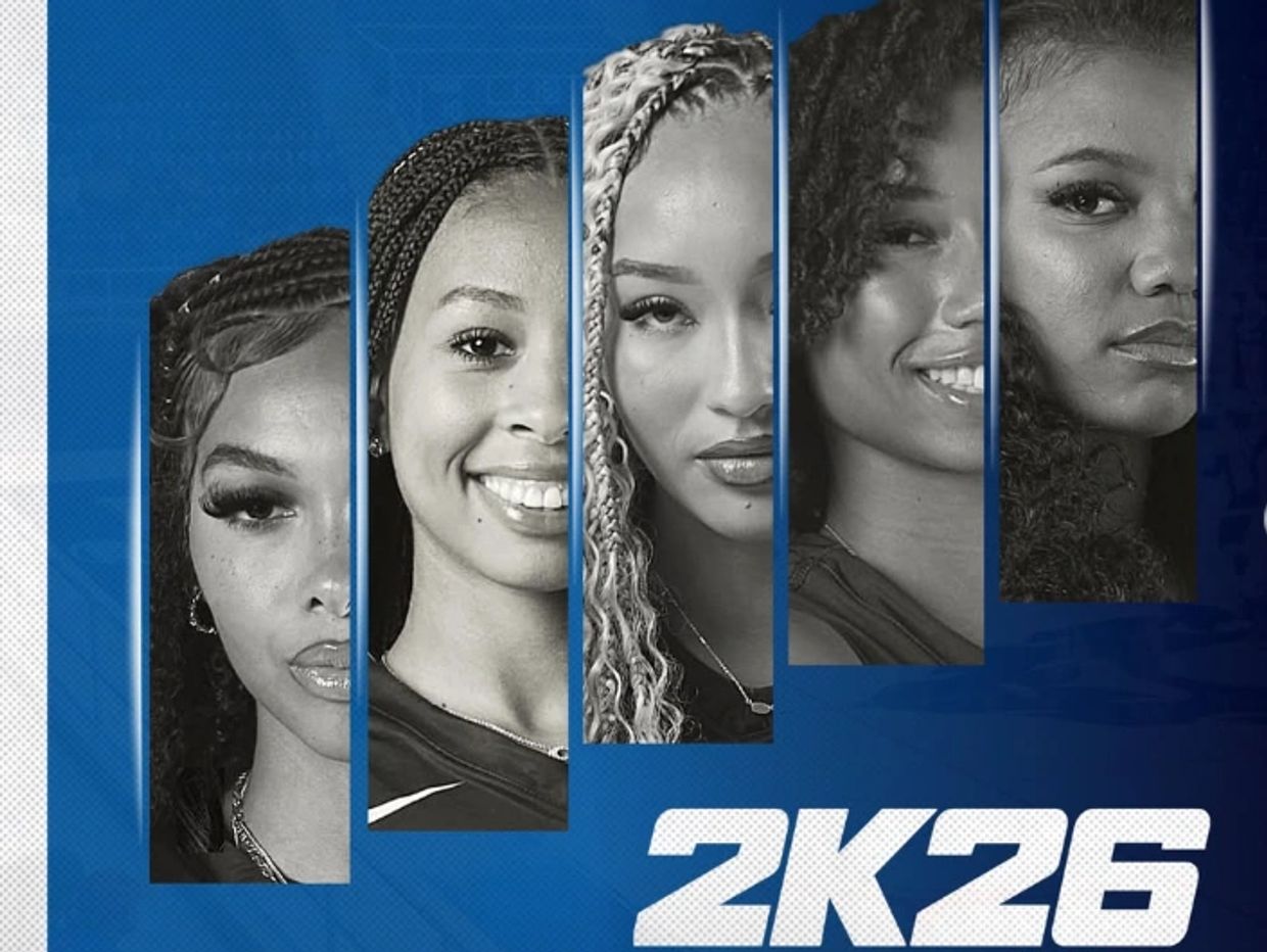Five women featured in 2K26 promotional image.