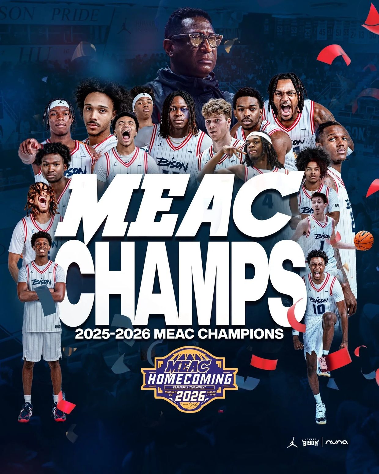 Howard Bison men's basketball team crowned 2025-2026 MEAC champions.
