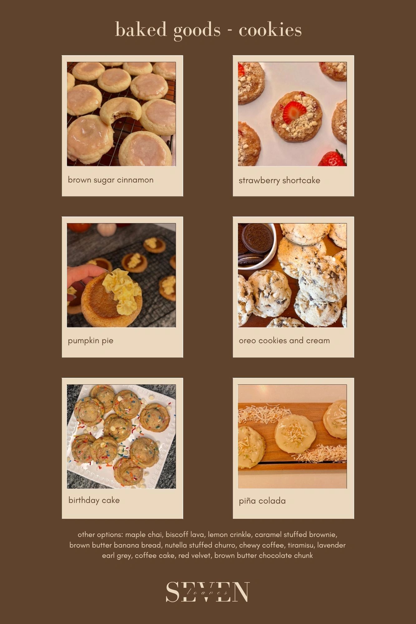 Assorted cookies with various flavors and toppings.