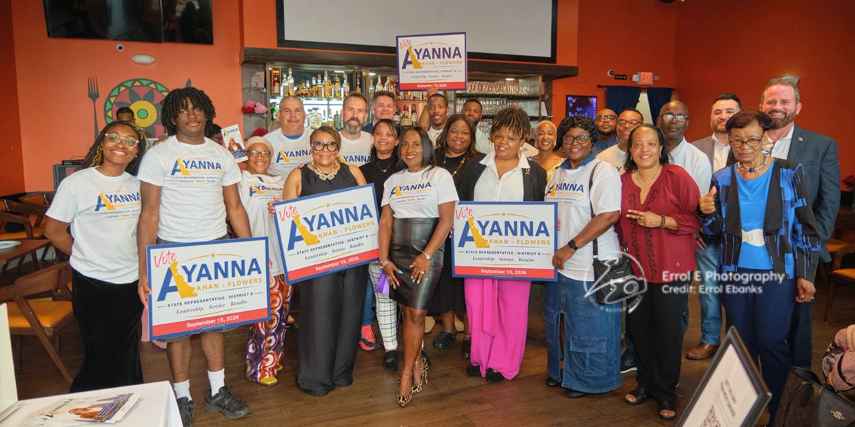 Group photo supporting Ayanna Khan-Flowers' political campaign.