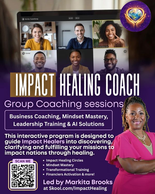 Impact Healing Coach group sessions for business, mindset, and leadership training.