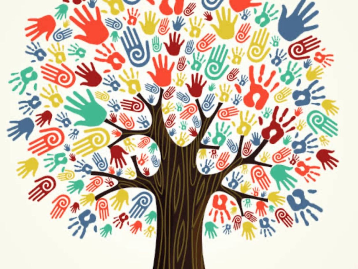 Colourful handprint tree symbolising diversity, growth and capacity building at Flourish Counselling