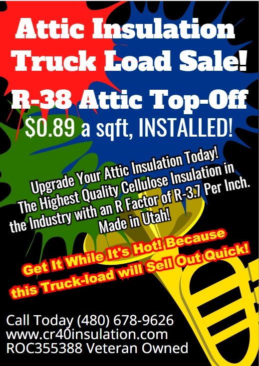 R-38 Attic Insulation Top-Off $0.89 a sqft Mesa AZ