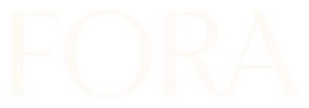 Logo with the word 'FORA' in elegant serif font.