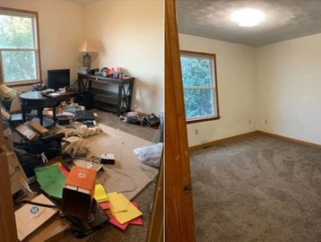 before and after of bedroom clean out