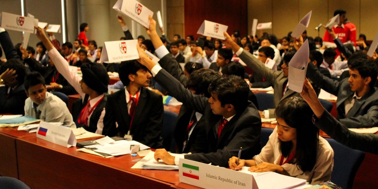 Students participating in an MUN