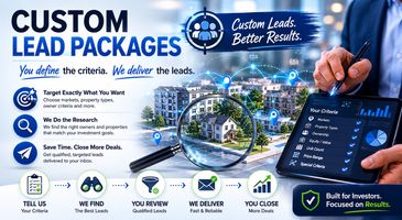 Custom lead packages offering targeted real estate leads with research and timely delivery.