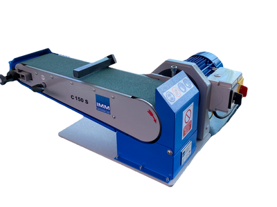 Abrasive belt grinding and sanding machine for metals.