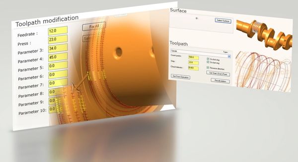 CAD/CAM software for generating tool paths for crankshafts, rotors and extrusion screws.