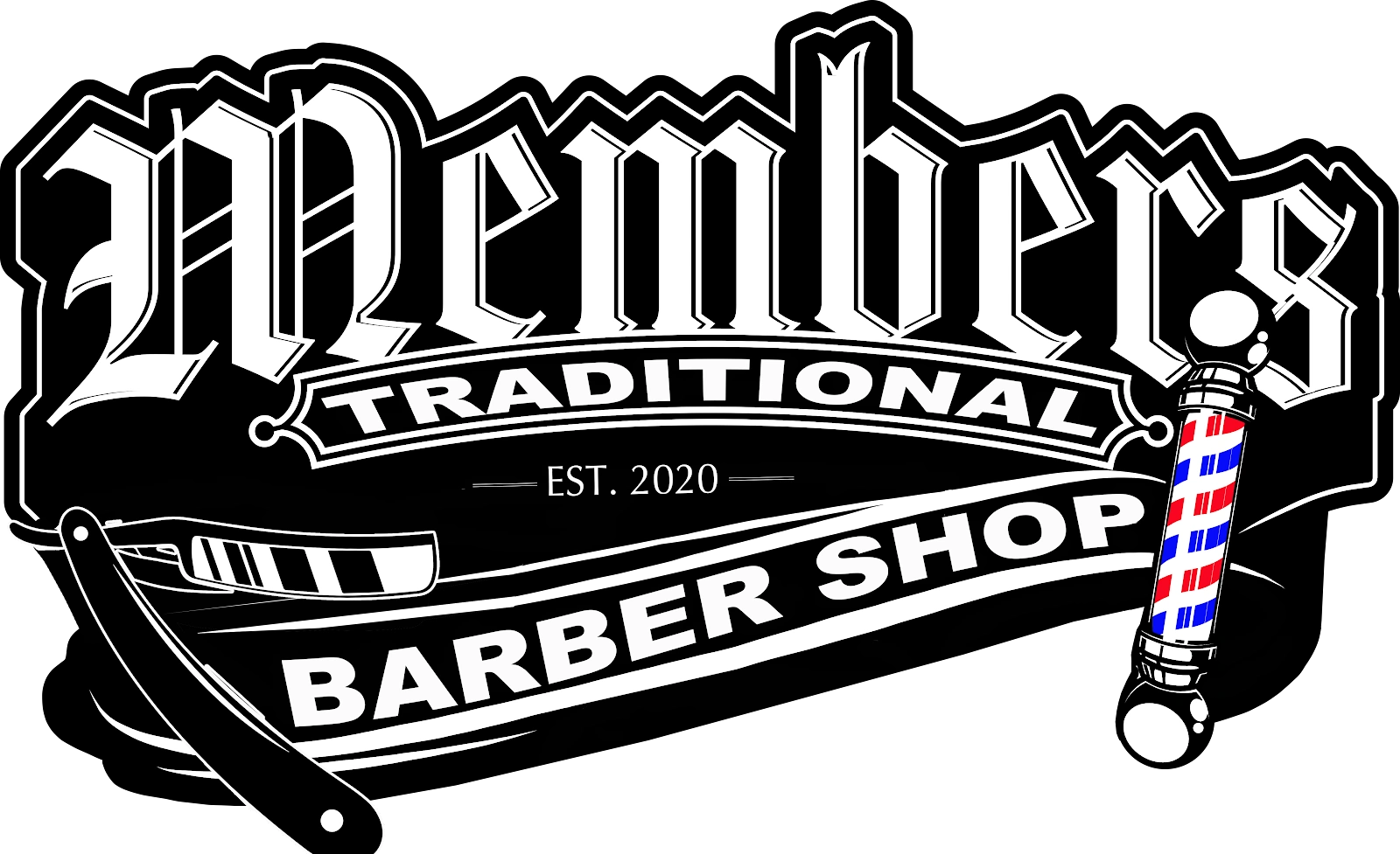 Logo for Members Traditional Barbershop located in mission hills California.