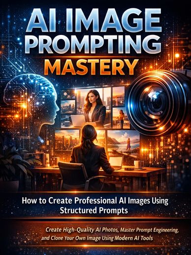 Futuristic digital graphics for 'AI Visuals Masterclass' by Julie Schneck.