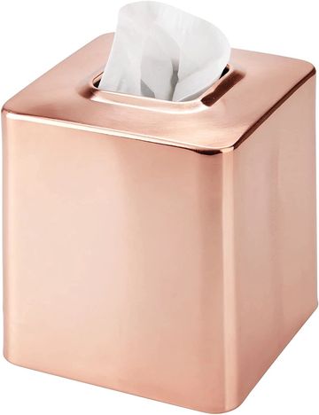 mDesign Metal Square Tissue Box Cover for Bathroom - Modern Steel Holder/Dispenser for Paper Facial 