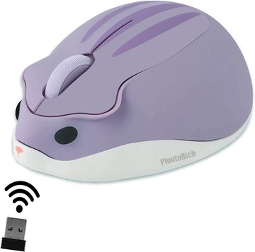 PloutoRich Wireless Mouse Cute Hamster Shaped Computer Mouse 1200DPI Less Noise Portable USB Mouse C