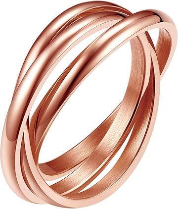 FindChic Triple Band Rings Interlocked Rolling Rings for Women Girls Stainless Steel/Gold/Rose Gold 