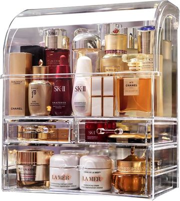 MOOCHI Professional Large Cosmetic Makeup Organizer Dust Water Proof Cosmetics Storage Display Case 