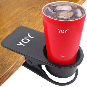 YOY Drink Cup Holder Clip - Table Desk Side Water Glass Beer Bottle Beverage Soda Coffee Mug Holder 