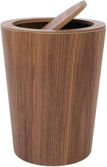 zaizai Wooden Trash Can with Swivel Lid, Round Kitchen Trash Can, Small Trash Can for Office Living 