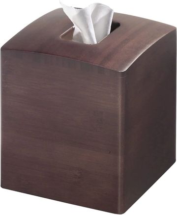 mDesign Square Bamboo Wood Facial Tissue Paper Box Cover Holder for Bathroom Vanity Counter Tops, Be