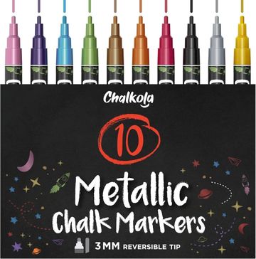 Metallic Liquid Chalk Markers Fine Tip - Dry Erase Marker Pen for Chalkboard Signs, Windows, Blackbo