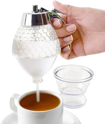 hunnibi Glass Sugar Container Dispenser - Finger Trigger Sugar Jar, Sugar Dispenser for Coffee, 8 Oz