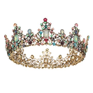 SWEETV Jeweled Baroque Queen Crown - Rhinestone Wedding Crowns and Tiaras for Women, Costume Party H