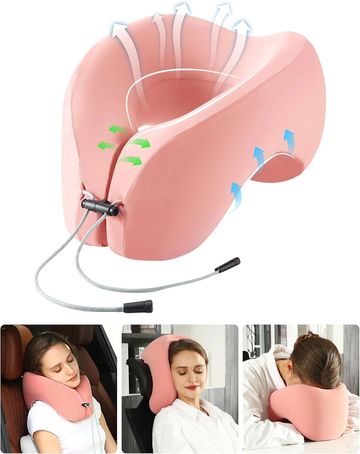 2-in-1 Travel Pillow, U-Shape Neck & Head Support Pillow, Napping Pillow Relax Arms, Ergonomic Memor