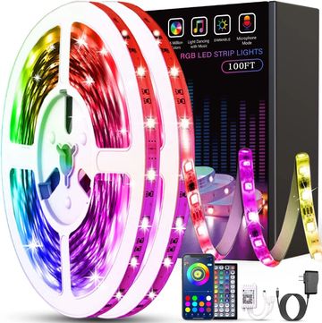 Tenmiro Led Lights for Bedroom 100ft (2 Rolls of 50ft) Music Sync Color Changing LED Strip Lights wi