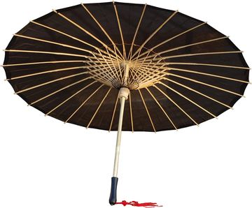 AEAOA Plain Bamboo Cloth Parasol Umbrella Great for Wedding Party Favor (Black)