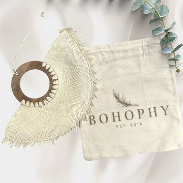 BOHOPHY Toquilla Straw Hand Fan Fine Braid, Buri Fans, Handmade Panama straw Fan, Wedding Favor Fans