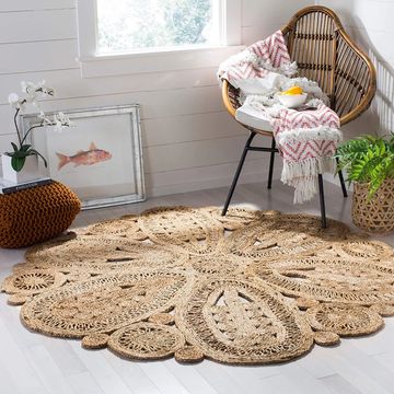 SAFAVIEH Natural Fiber Round Collection 5' Round Natural NF360A Handmade Boho Charm Farmhouse Jute A