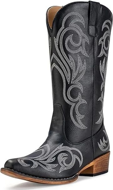 Cowboy Boots For Women Mid Calf Cowgirl Boots Pointy Toe Western Boot