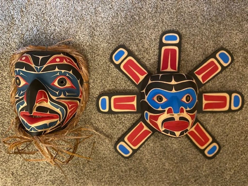 Native American hand-carved tribal masks