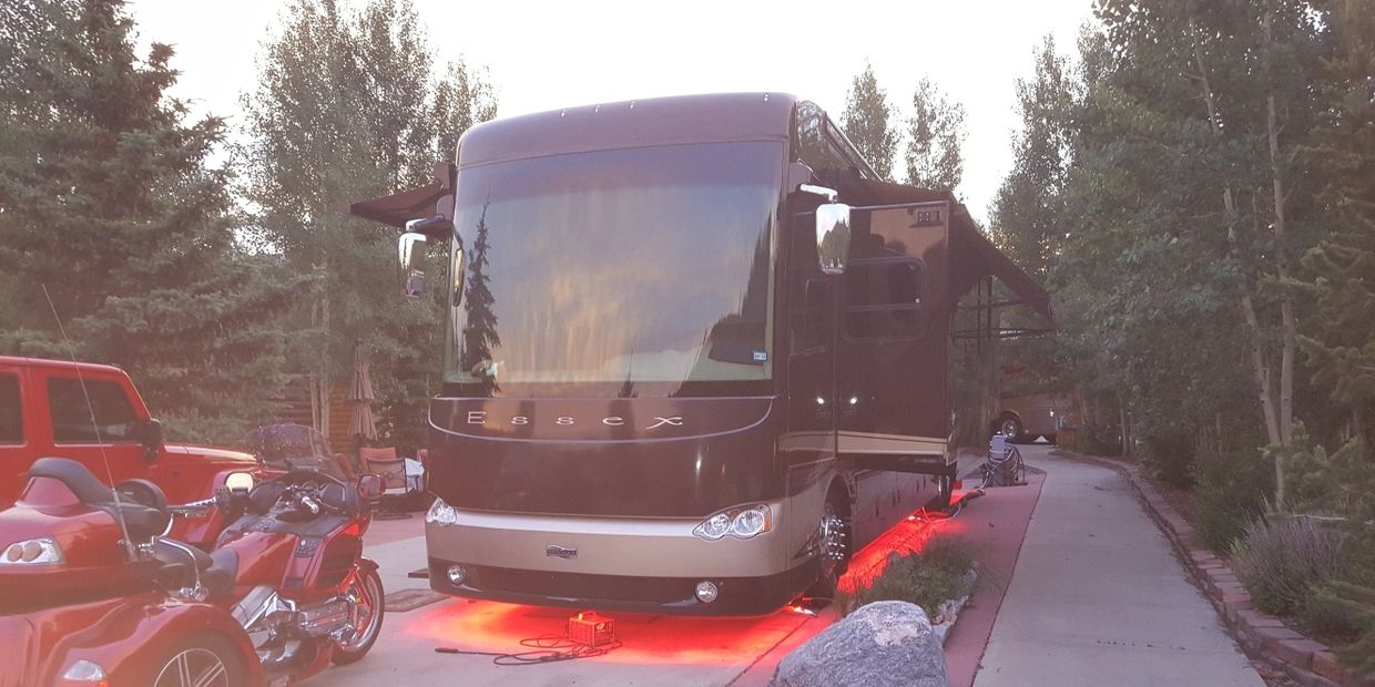 Motor Home In a campground.