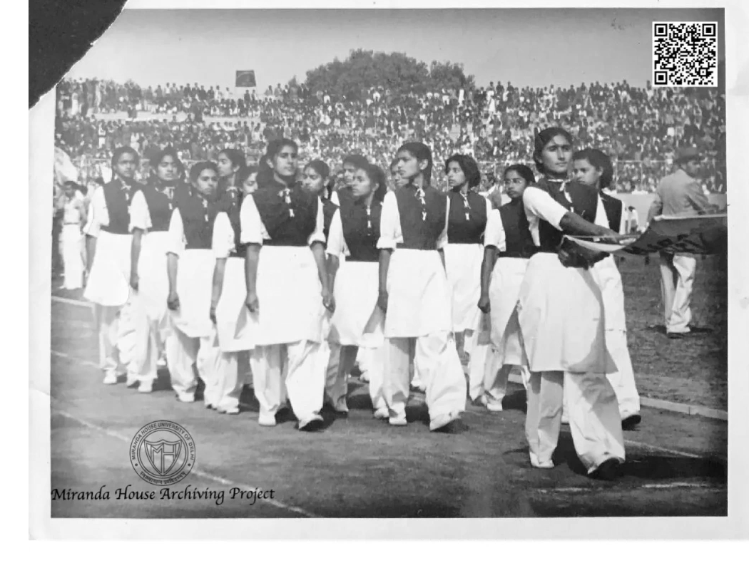 Miranda House Women marching in the Delhi Olympics Parade, 1955