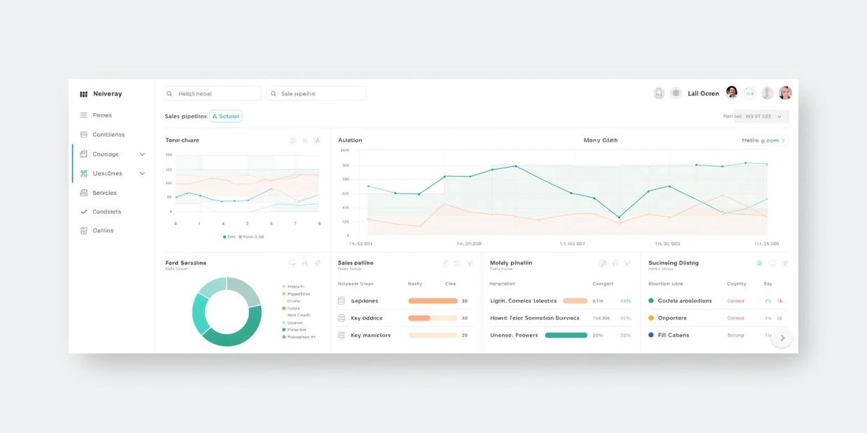 Dashboard interface showing sales data with charts and user navigation.