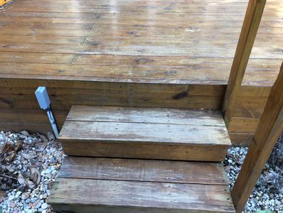 Old wooden deck with steps